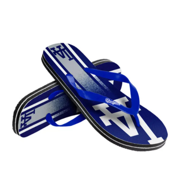 NEW MLB Los Angeles Dodgers Adult Gradient Big Logo Flip Flop Sandals - Picture 1 of 4